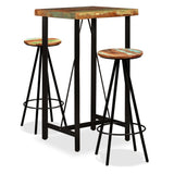 Bar Set 3 Pieces Solid Wood Reclaimed
