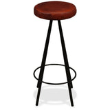 Bar Set 5 Pieces Solid Wood Reclaimed and Genuine Leather
