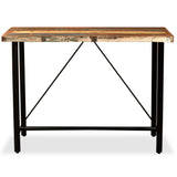 Bar Set 5 Pieces Solid Wood Reclaimed and Genuine Leather - Side View
