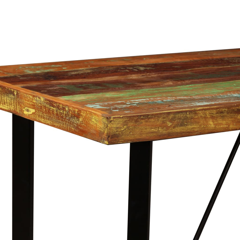 Bar Set 5 Pieces Solid Wood Reclaimed and Genuine Leather