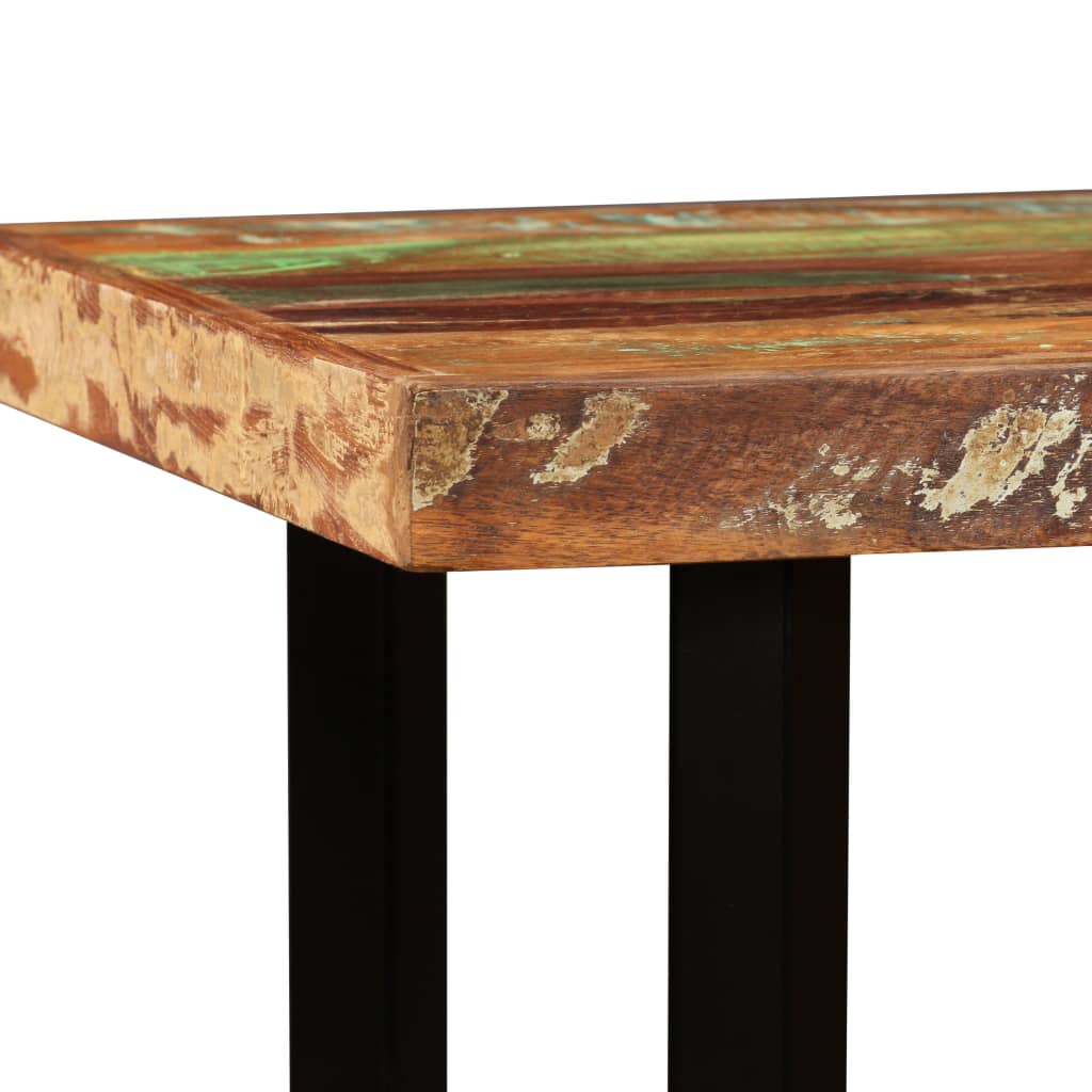 Bar Set 5 Pieces Solid Wood Reclaimed and Genuine Leather