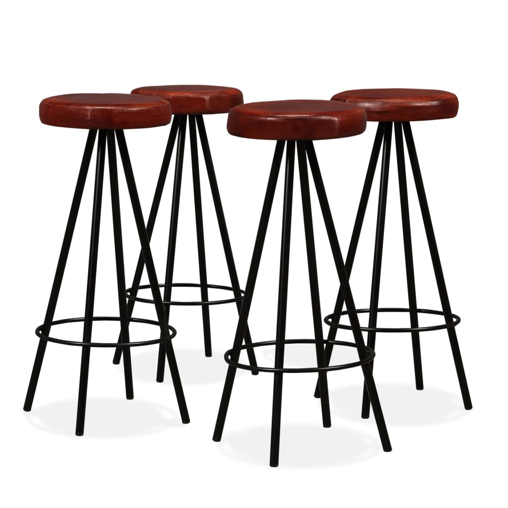Bar Set 5 Pieces Solid Wood Reclaimed and Genuine Leather