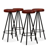 Bar Set 5 Pieces Solid Wood Reclaimed and Genuine Leather