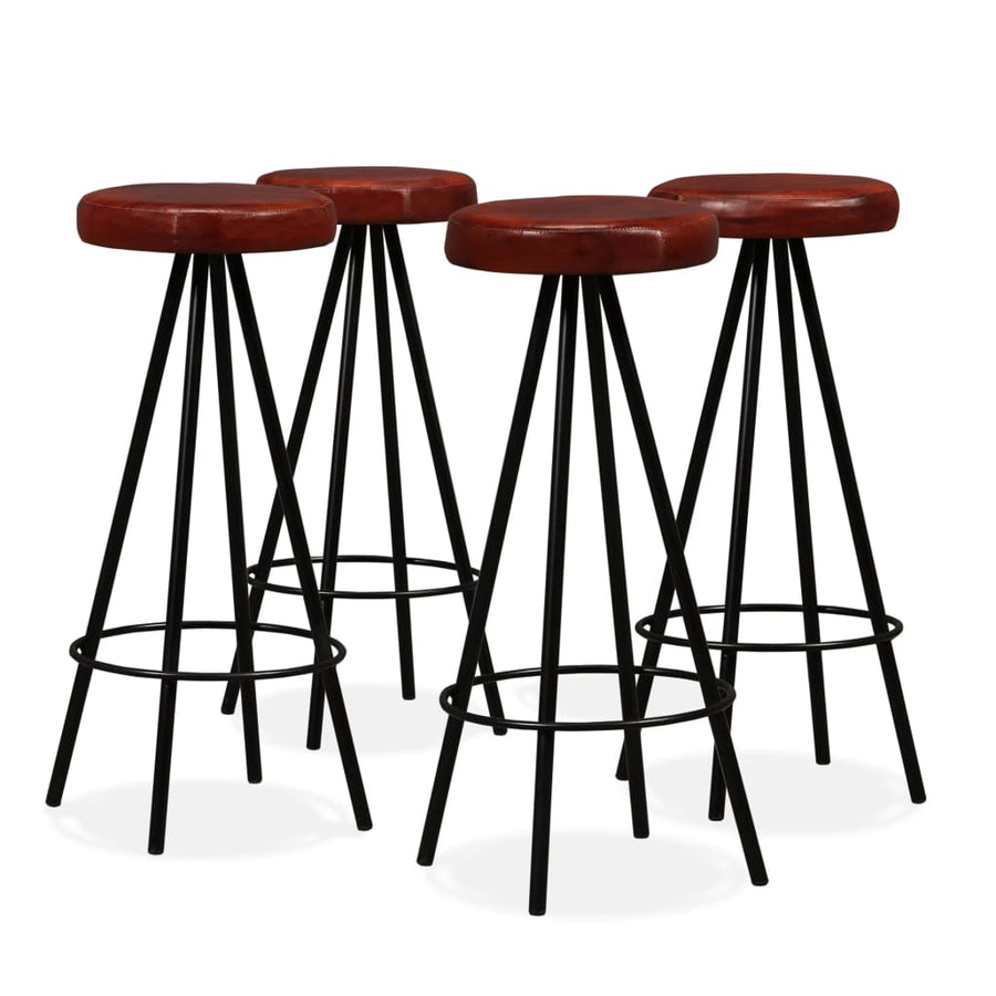 Bar Set 5 Pieces Solid Reclaimed Wood and Genuine Leather