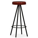 Bar Set 5 Pieces Solid Wood Reclaimed and Genuine Leather