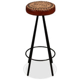 Bar Set 5 Pieces Solid Wood Reclaimed. Genuine Leather & Canvas