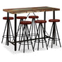 Bar Set 7 Pieces Solid Reclaimed Wood and Genuine Leather