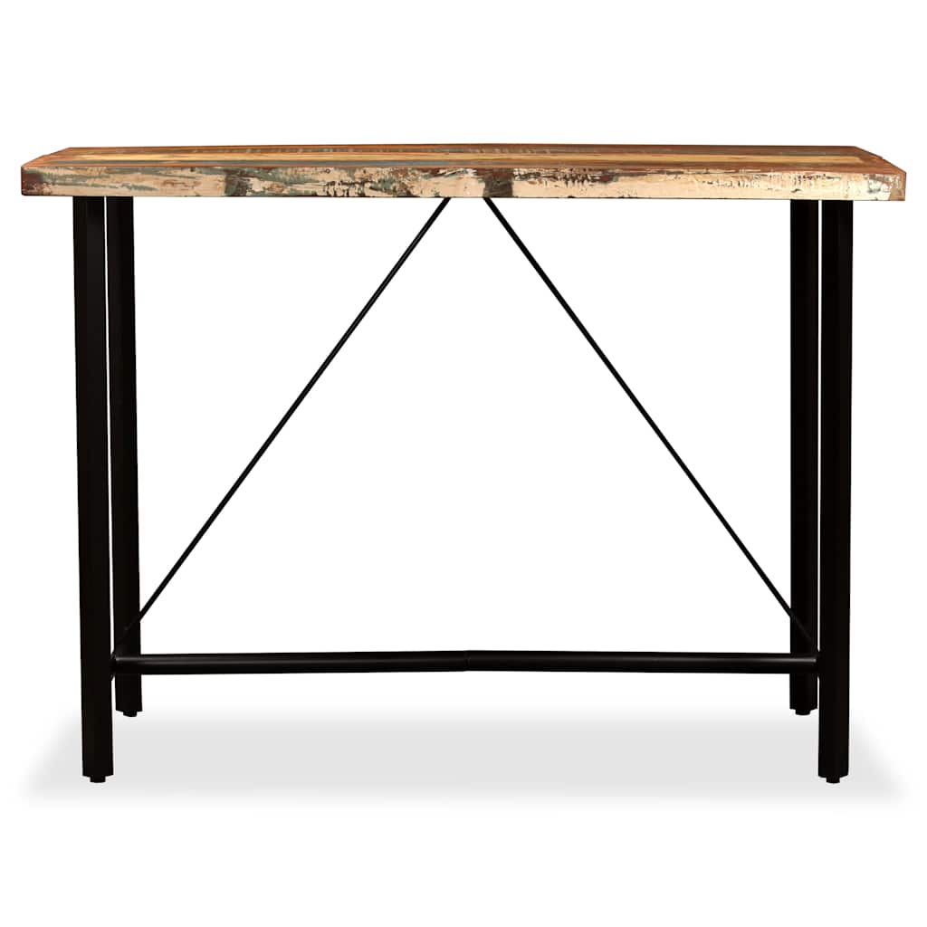 Bar Set 7 Pieces Solid Reclaimed Wood and Genuine Leather