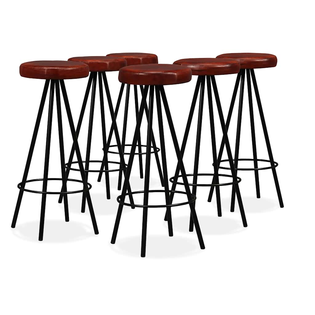 Bar Set 7 Pieces Solid Reclaimed Wood and Genuine Leather