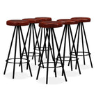 Bar Set 7 Pieces Solid Reclaimed Wood and Genuine Leather