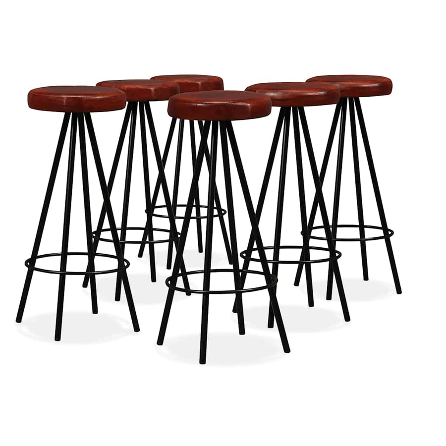 Bar Set 7 Pieces Solid Reclaimed Wood and Genuine Leather