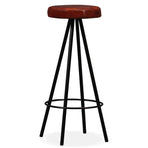 Bar Set 7 Pieces Solid Reclaimed Wood and Genuine Leather