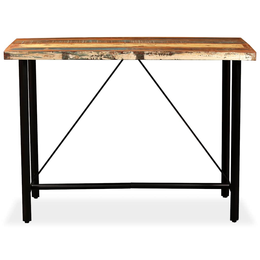 Bar Set 7 Pieces Solid Reclaimed Wood and Genuine Leather