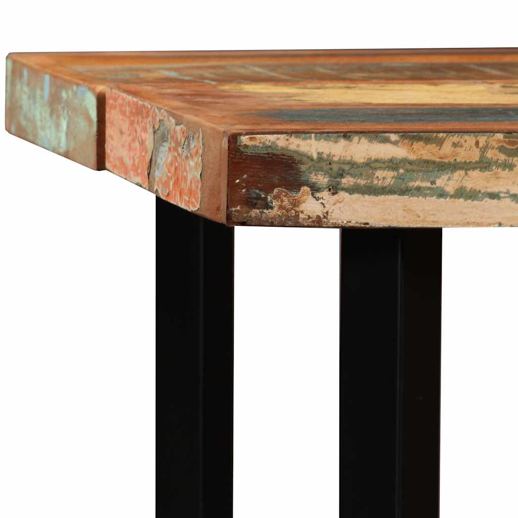 Bar Set 7 Pieces Solid Reclaimed Wood and Genuine Leather