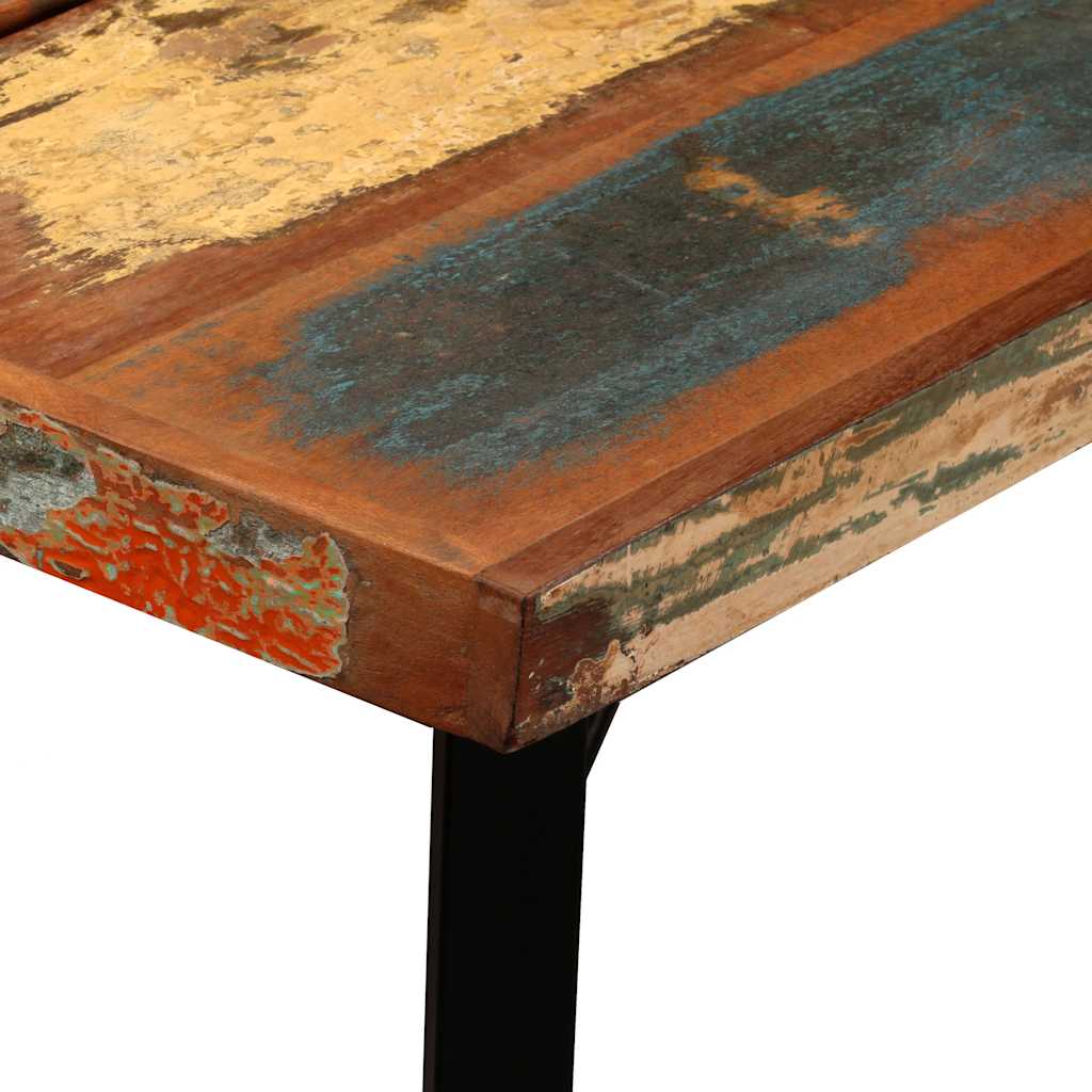 Bar Set 7 Pieces Solid Reclaimed Wood and Genuine Leather