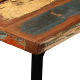 Bar Set 7 Pieces Solid Reclaimed Wood and Genuine Leather - Close-Up Angle