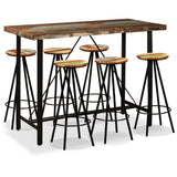 Bar Set 7 Pieces Solid Wood Reclaimed