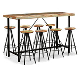 Bar Set 9 Pieces Solid Wood Reclaimed