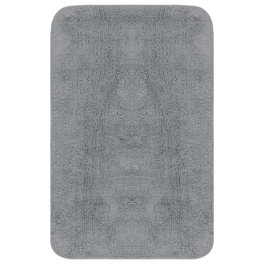 Bathroom Mat Set 3 Pieces Fabric Grey