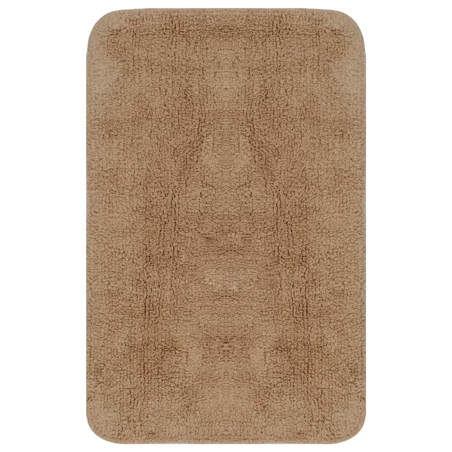 Bathroom Mat Set 3 Pieces Fabric Beige
