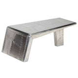 Aviator Coffee Table Aluminium Vintage Aircraft Airman Style - Low Angle