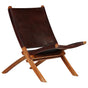 Folding Chair Brown Real Leather