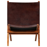 Folding Chair Brown Real Leather