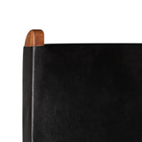 Folding Relaxing Chair Black Real Leather - Close-Up Angle