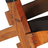 Folding Relaxing Chair Black Real Leather - Extra Image