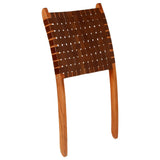 Folding Chair Crossed-Stripe Brown Real Leather - Extra Image