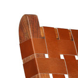 Folding Chair Crossed-Stripe Brown Real Leather - Top-Down View