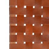 Folding Chair Crossed-Stripe Brown Real Leather - Rear View