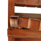 Folding Chair Crossed-Stripe Brown Real Leather - Close-Up Angle