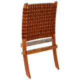 Folding Chair Crossed-Stripe Brown Real Leather - Extra Image