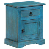 Bedside Table Solid Mango Wood 40x30x50 cm Blue - Side View