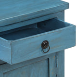 Bedside Table Solid Mango Wood 40x30x50 cm Blue - Rear View