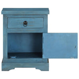Bedside Table Solid Mango Wood 40x30x50 cm Blue - Close-Up Angle