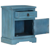 Bedside Table Solid Mango Wood 40x30x50 cm Blue - Low Angle