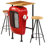 Bar Set 3 Piece Solid Mango Wood 60x60x107 cm - Front View