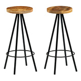 Bar Set 3 Piece Solid Mango Wood 60x60x107 cm - Low Angle