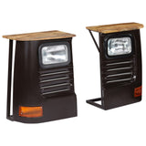 Truck Sideboard Solid Mango Wood Dark Grey - Rear View