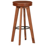 Bar Chairs 2 pcs Real Leather and Solid Acacia Wood