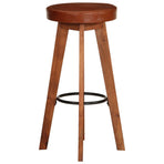 Bar Chairs 2 pcs Real Leather and Solid Acacia Wood