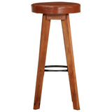 Bar Chairs 2 pcs Real Leather and Solid Acacia Wood