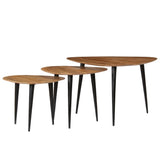 Coffee Table Set 3 Pieces Solid Acacia Wood - Front View