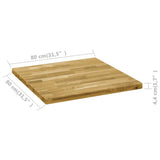 Table Top Solid Oak Wood Square 44 mm 80x80 cm - 45-Degree Angle
