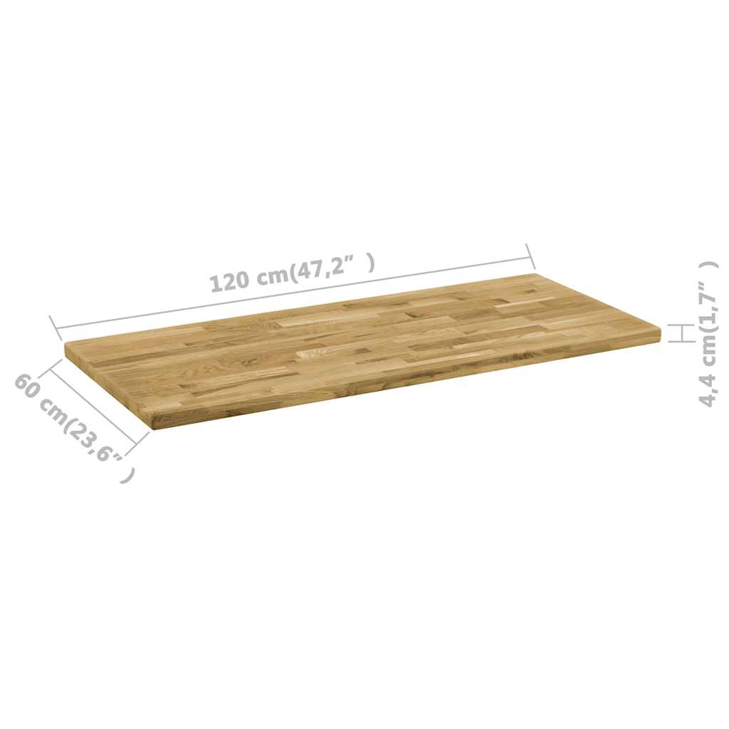 Table Top Solid Oak Wood Rectangular 44 mm 120x60 cm