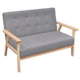 Sofa Set 2 Pieces Fabric Light Grey - Front View