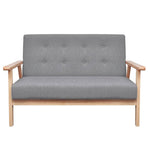 Sofa Set 2 Pieces Fabric Light Grey