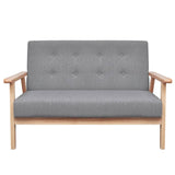 Sofa Set 2 Pieces Fabric Light Grey - Side View